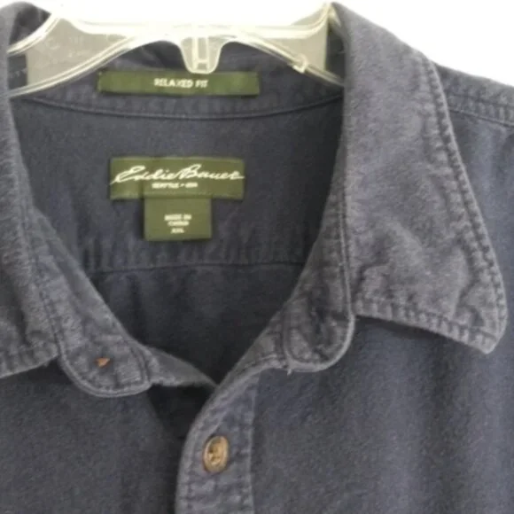 Eddie Bauer Flannel Shirt Men’s XXL Blue Heavy Button Up Outdoor Pockets EUC - Picture 7 of 16